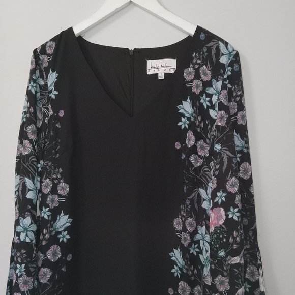 $5 Last Chance! NICOLE MILLER | Long Bell Sleeve Floral Shift Dress - Picture 4 of 11